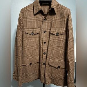 Suit Supply Brown Plaid Shirt Jacket